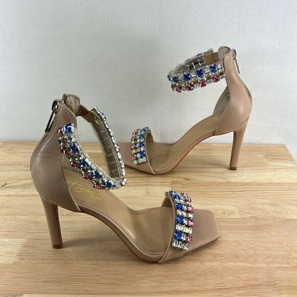 Thalia Sodi Linzee Embellished Zip-Up Pumps- Nude- Size 6 M - Picture 4 of 9